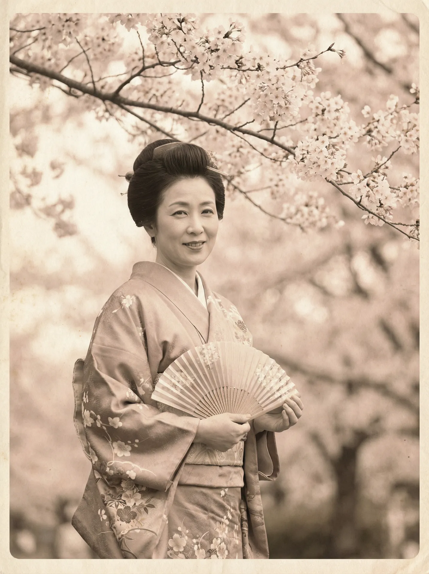 一位持扇的优雅 女神视频-女神高清直播频道|热门美女聚集地 在樱花树下的复古写真
